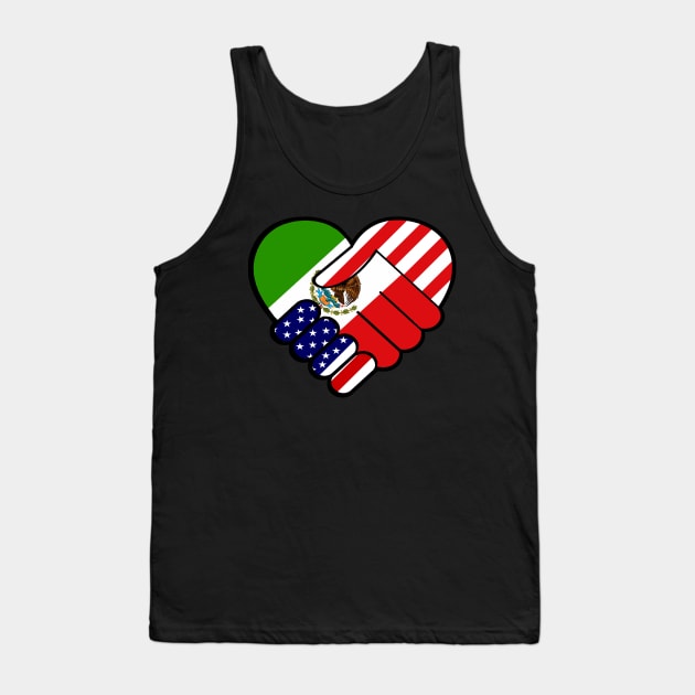 Mexico Flag USA Flag Handshake Tank Top by hispanicworld